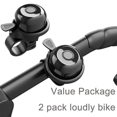 2 Pack Classic Bike Bell, Bicycle Bell Loud Crisp Clear Sound Bicycle Bike Bell City Bike BMX Bike Sports Bike for Adults Kids Right Hand/Left Hand Use