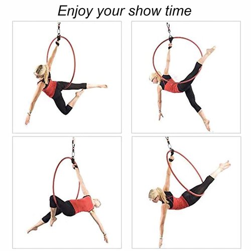 PRIOR FITNESS Upgraded 17.71" Lyra Aerial Hoop Hand Loop Strap Noose for Yoga Aerial Acrobatics Strength Training Black