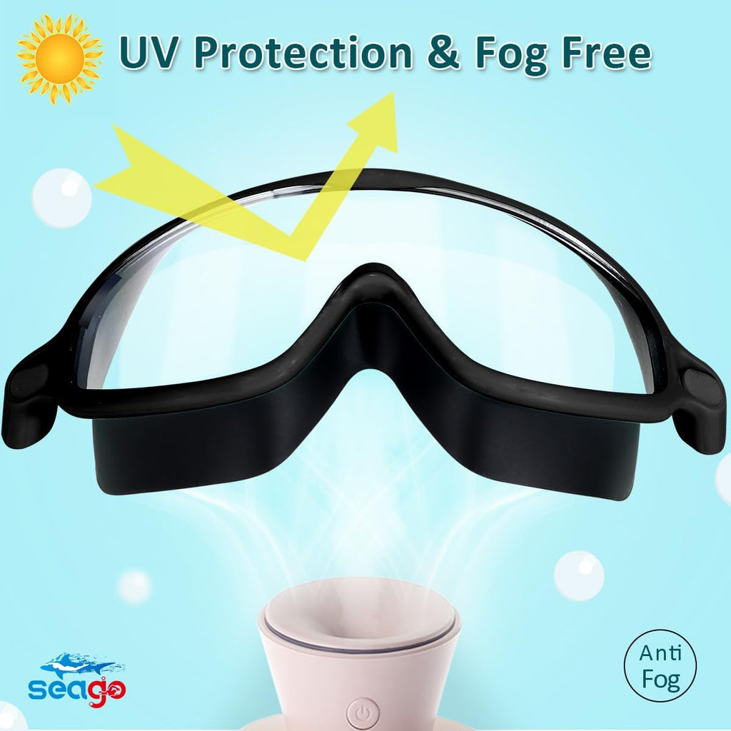 Seago Swim Goggles - 2 Pack Anti-Fog & UV Protection | Wide View for Kids Ages 3-14