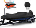 Solim Waterproof 1200D PU Boat Cover - Heavy Duty Marine Grade for 14-16ft V-Hull, Runabout, Fishing | Black