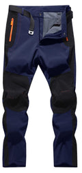 FFEATIANDY Men's Hiking Snow Ski Pants Softshell Fleece Lined Winter Water Repellent Outdoor Fishing Cargo Pants Navy XXL