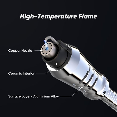 YZLighter Butane Lighter Torch Long Lighter Refillable Lighter Windproof with Visual Fuel Window Flexible Extra Long Torch Lighter for Fireplace Candles (No Butane Included) (Orange, 1 Pack)