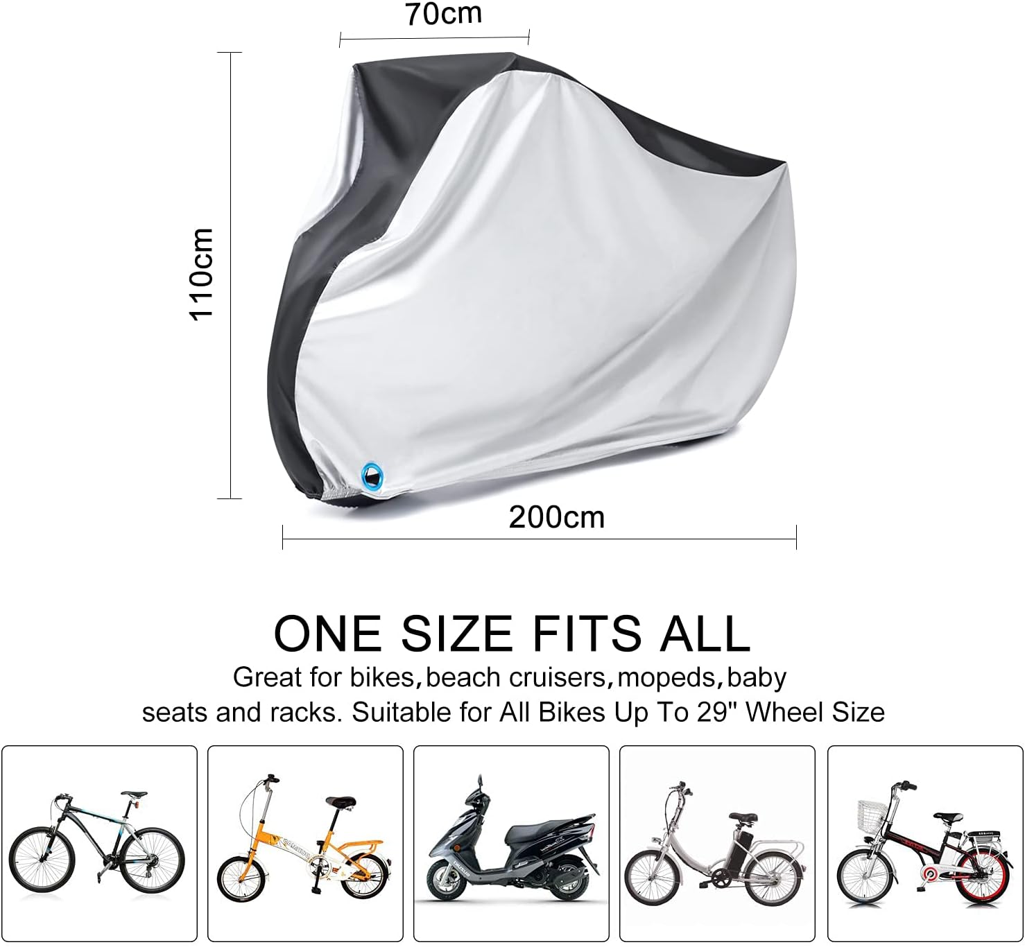Skiennix Waterproof Bike Cover - Outdoor Bicycle Protection with Lock Hole for Mountain & Road Bikes