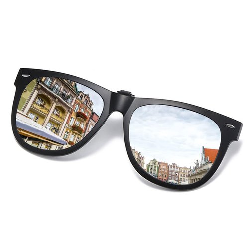 FF FRAZALA Polarized Clip On Sunglasses Over Prescription Glasses Anti-Glare UV Protection Flip-up Sun Glasses (Silver)