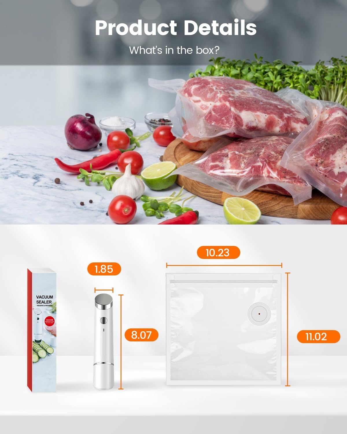 Skiennix Portable Vacuum Sealer - Powerful Handheld Food Sealer with 30 Reusable Bags | Compact & Cordless