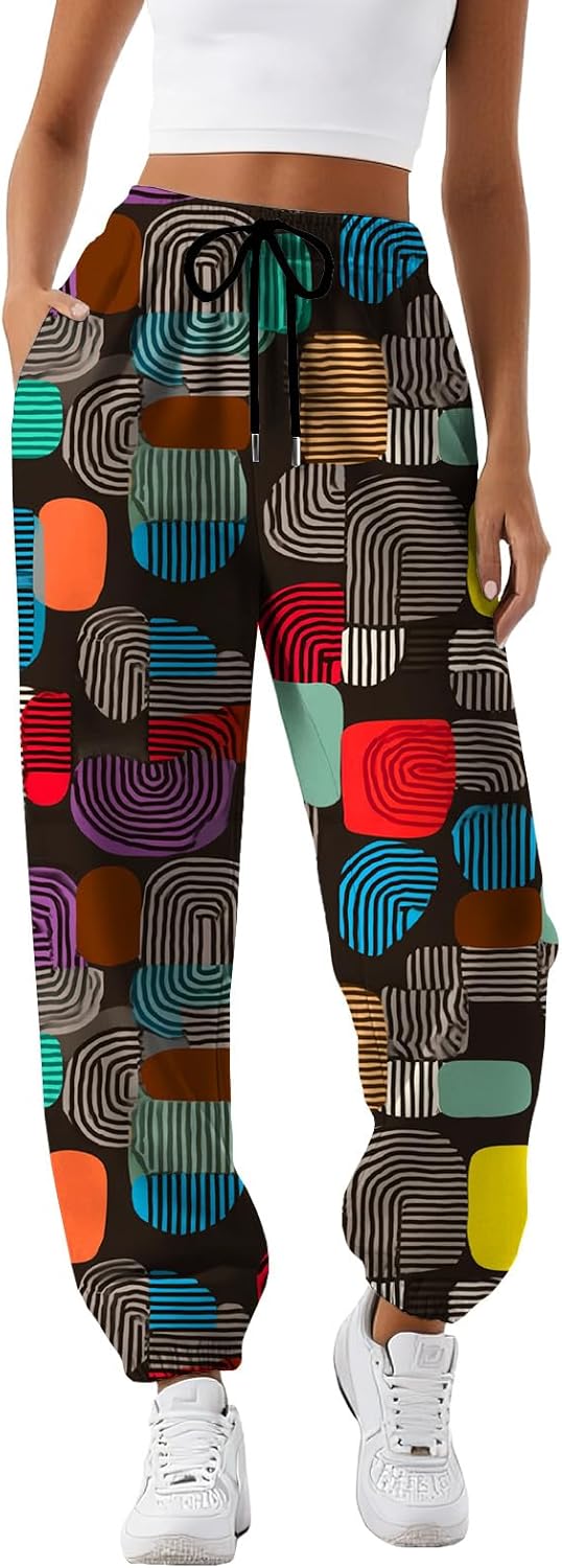 Skiennix Women's Graphic Sweatpants - Casual High Waist Joggers with Pockets | Comfy Fall Fashion