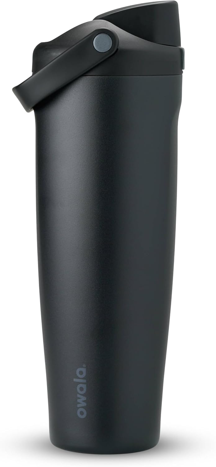 Owala FreeSip Sway - 40-Oz. Stainless Steel Water Bottle - Sleek Black Finish