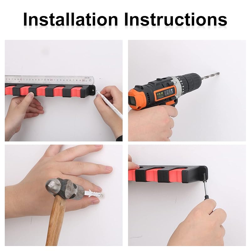 Vertical Fishing Rod Holder Wall Mount - 8 Vertical, Gray/Red, Language LinguaNG