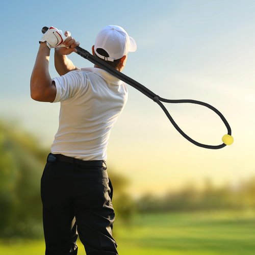 Golf Rope Swing Training Kit - Golf swing training aid, improves golfer's swing and main rhythm, golf gift for men's golfers, includes swing correction armband and rope trainer with weighted balls.