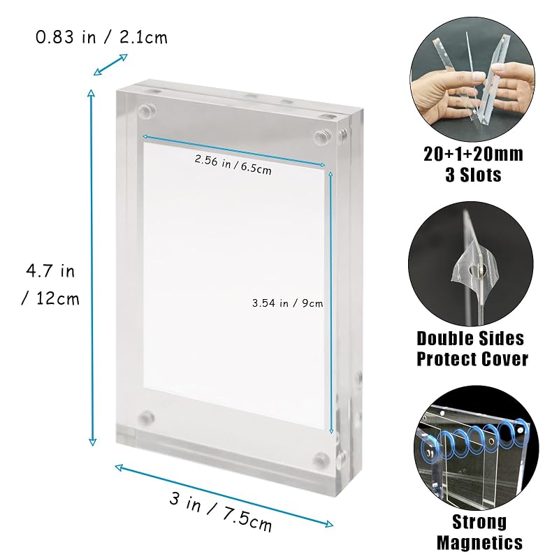 Trading Card Holder Self-Stand Display Case - 21mm Thick, Clear Acrylic (1-Slot)