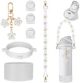 Mity rain White 32oz Water Bottle Replacement Parts Set for Owala FreeSip - Includes Replacement Top Lid Gasket Stoppers, Handle Strap, Boot and Charms Accessories