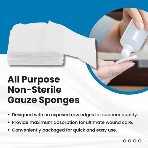 Dealmed Non-Woven Gauze Sponges - 4-Ply, 4" x 4" Absorbent Wound Care for First Aid Kits | 200 Count