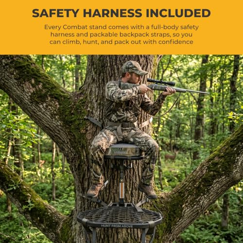 Hawk Hang-On Deer Hunting Tree Stand with XL Saddle Platform and Silent Design - Saddle Platform Variation