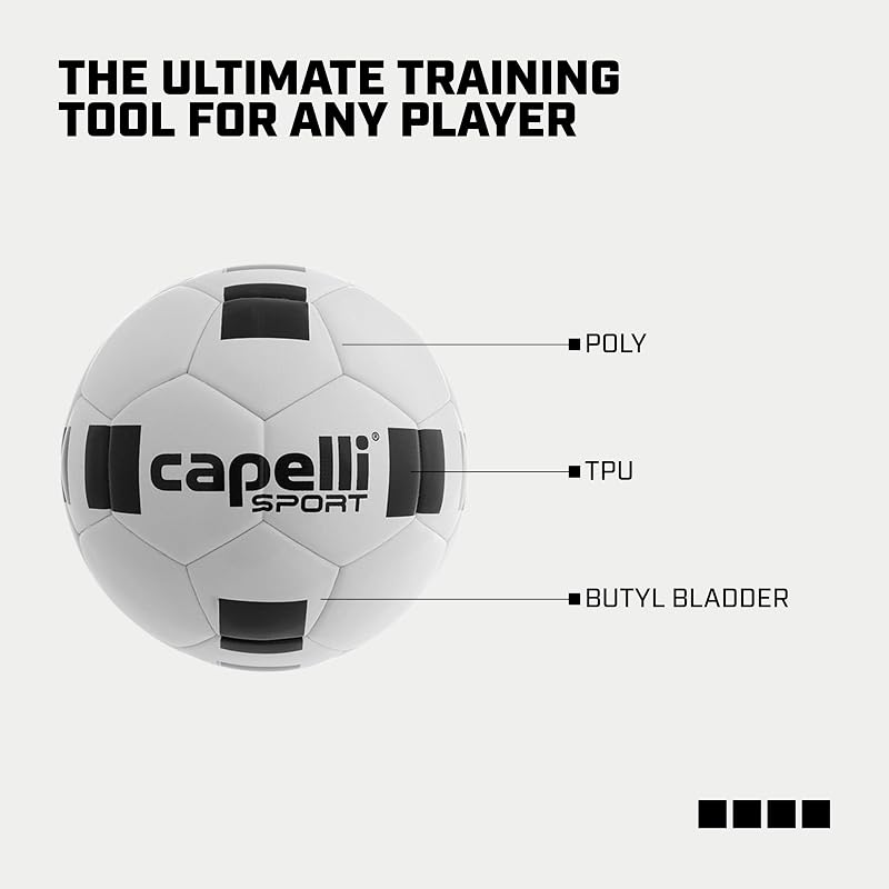 Capelli Sport Soccer Ball Size 4/5 and Mini - Classic White/Black, Training & Practice