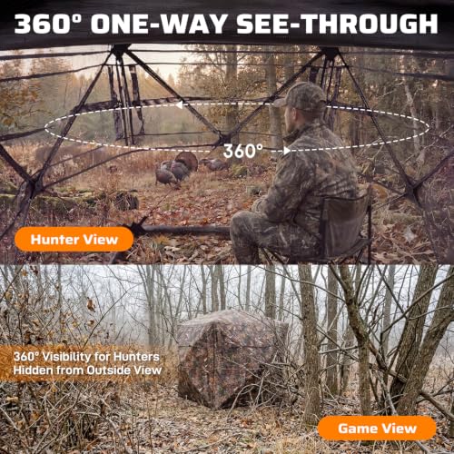 360° See-Through Pop-Up Ground Hunting Blind for 2-3 Hunters