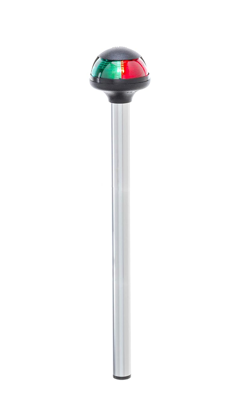 Bi-Color Boat Bow Light 10-Inch Pole - Attwood Pulsar 5090 Series Green & Red (2-Pin Base)