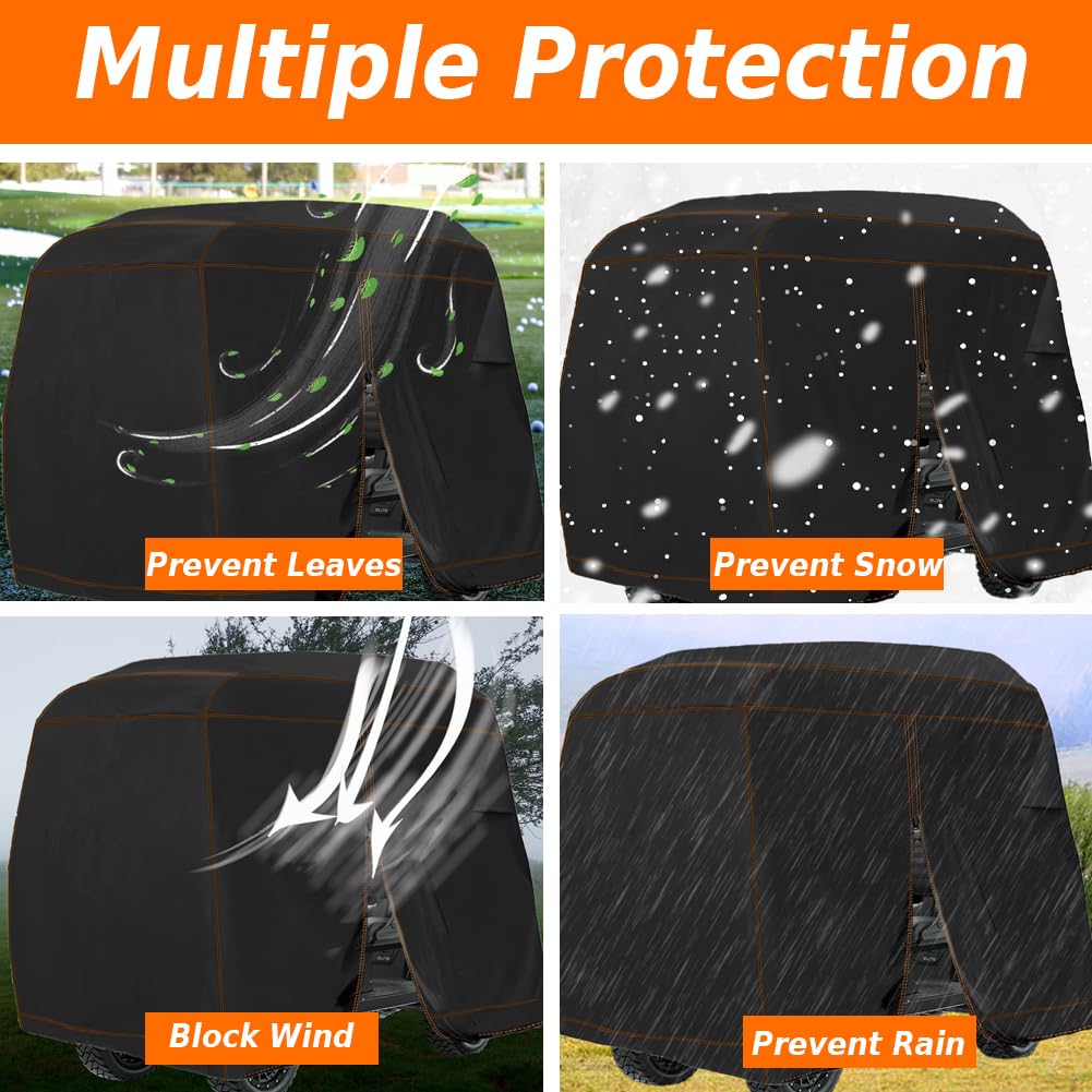 YONQIFON Golf Cart Cover 2 Passengers 420D Heavy Duty Waterproof Windproof Dustproof Universal Compatible with Club Car,EZGO,Yamaha,Golf Cart Rain Cover with Storage Bag