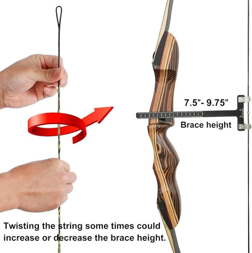 Deerseeker Archery Bow String Replacement - Dacron Bowstring with Finger Protector & 2 Nock Points | 12-16 Strands for Recurve & Longbow (48-70 Inches)