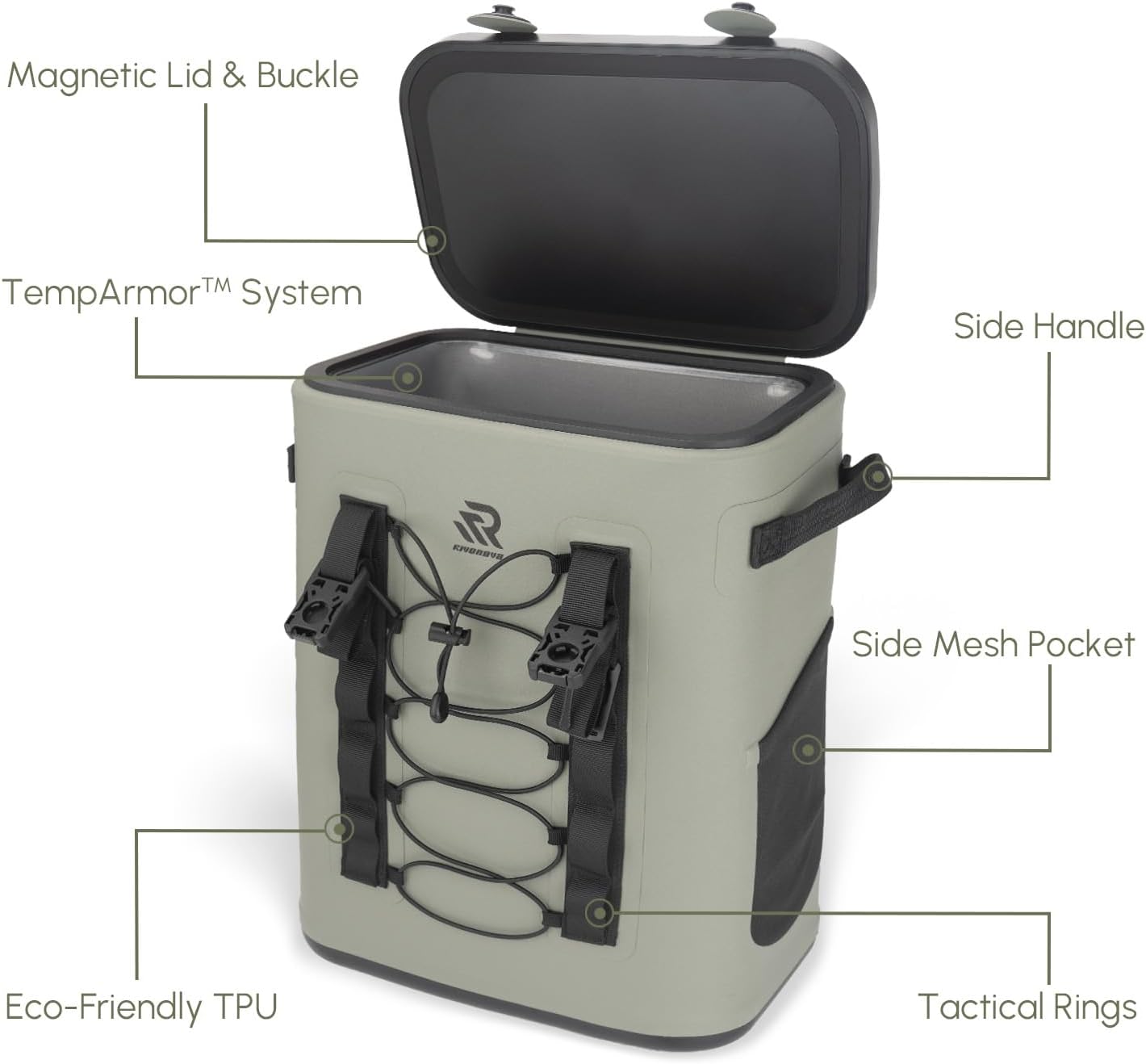 Zipperless Magnetic Cooler Backpack by [Brand Name] - 24 Can Insulated Soft Cooler | Leakproof & Durable for Kayaking, Camping, and Boating