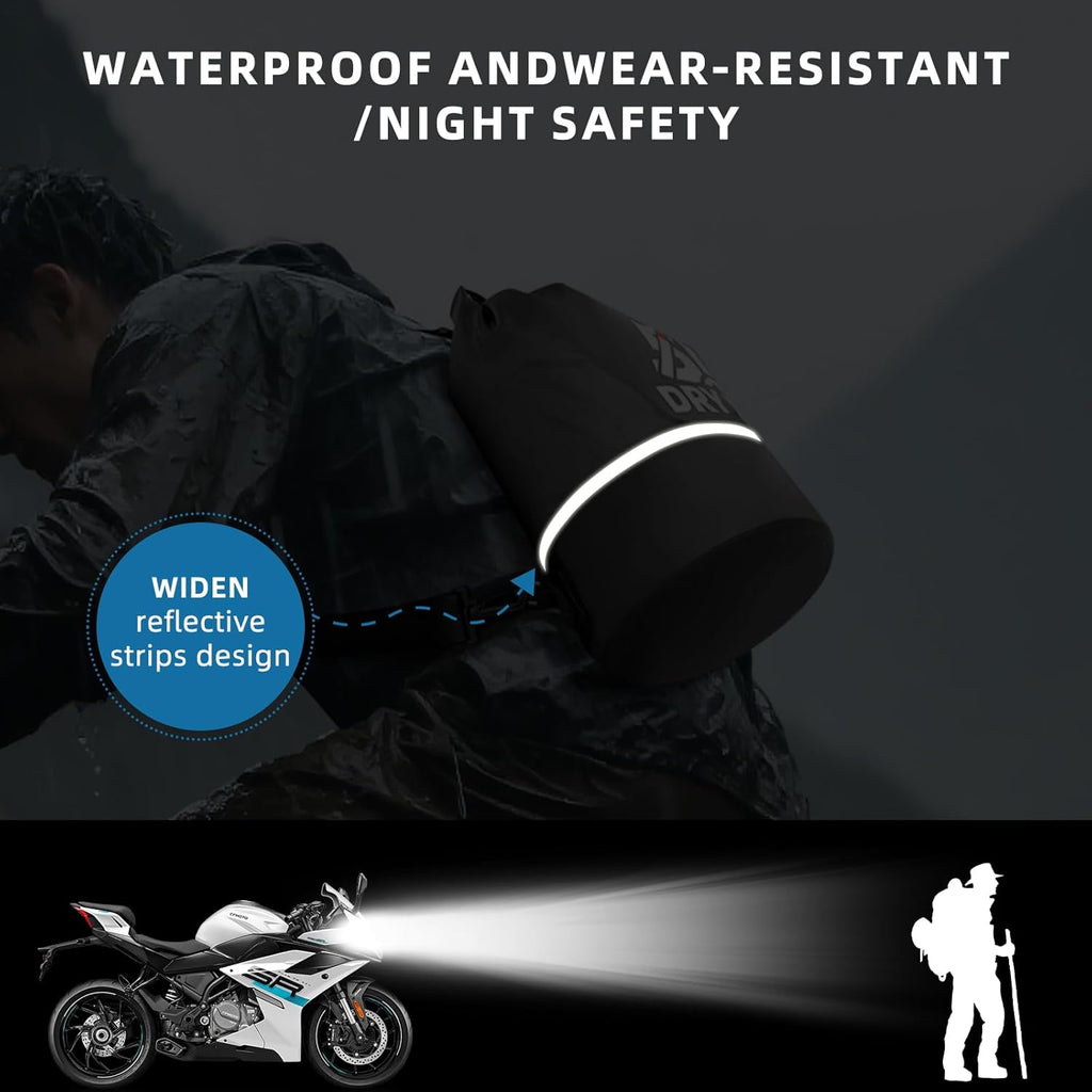 Skiennix Waterproof Dry Bag - 5L Lightweight Roll Top Backpack with Reflective Design & Phone Pouch for Travel, Swimming, Kayaking