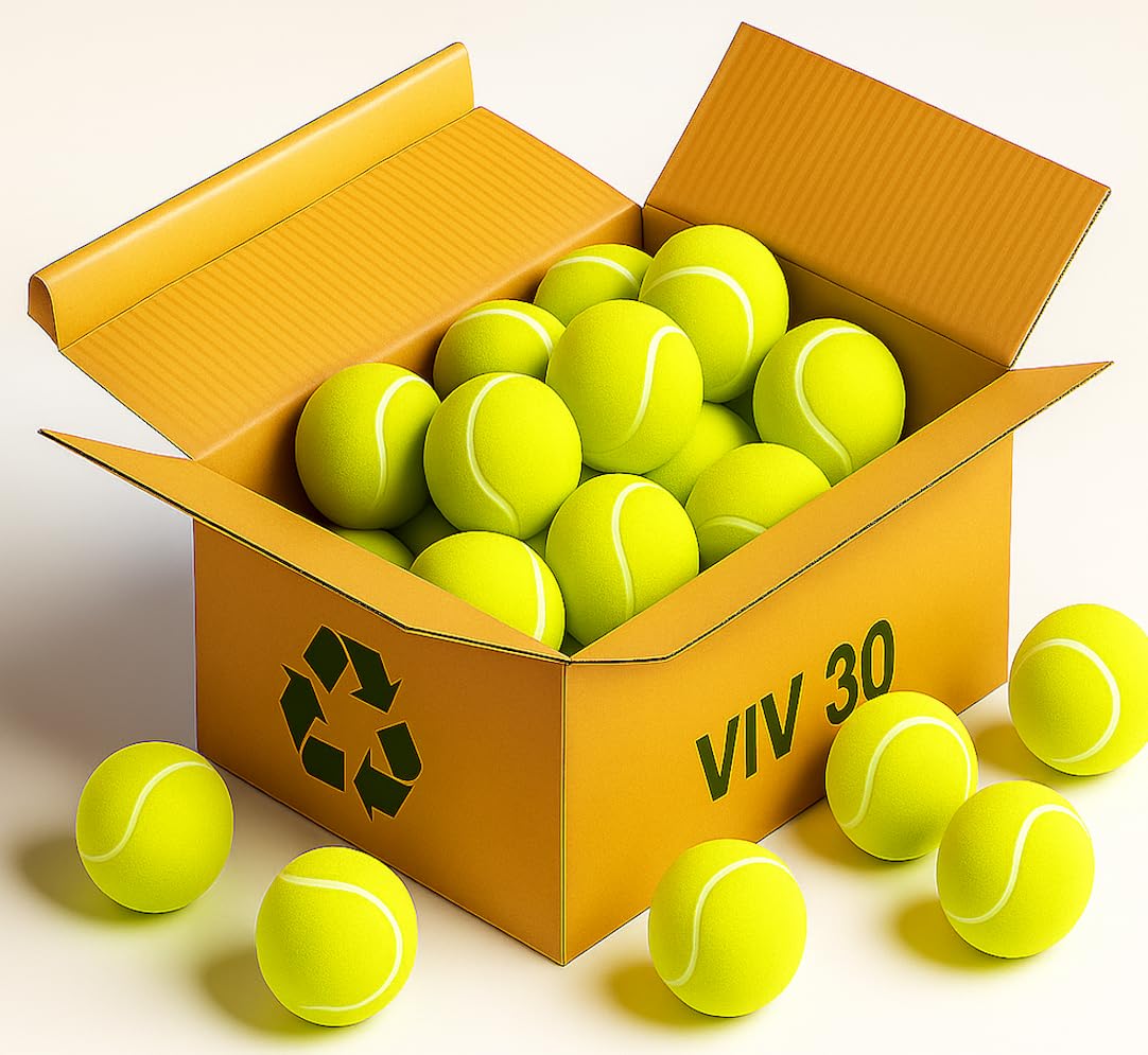 VIV 30 Pack Tennis Balls Bulk, Advanced Practice Pressure Ball Bouncing 53in High Durable; Official Size 2.5 in Pet Dog Balls, Tougher Tennis Ball for Dogs; Bulk Tennis Ball Training Machine, Walkers
