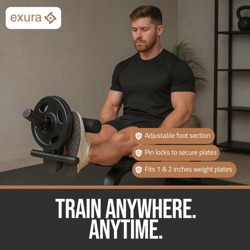Exura Tib Bar Adjustable Tibialis Trainer Knees Over Toes Leg Workouts,Tibialis Bar Dorsi Calf Raise Machine Equipment for Strengthening Calves, Shins & Ankle Fits 1" and 2" Strength Training Plates