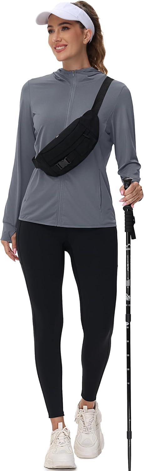 TACVASEN Women's Lightweight Sun Hoodie - Zip Up UV Protection Jacket with Long Sleeves | UPF 50+