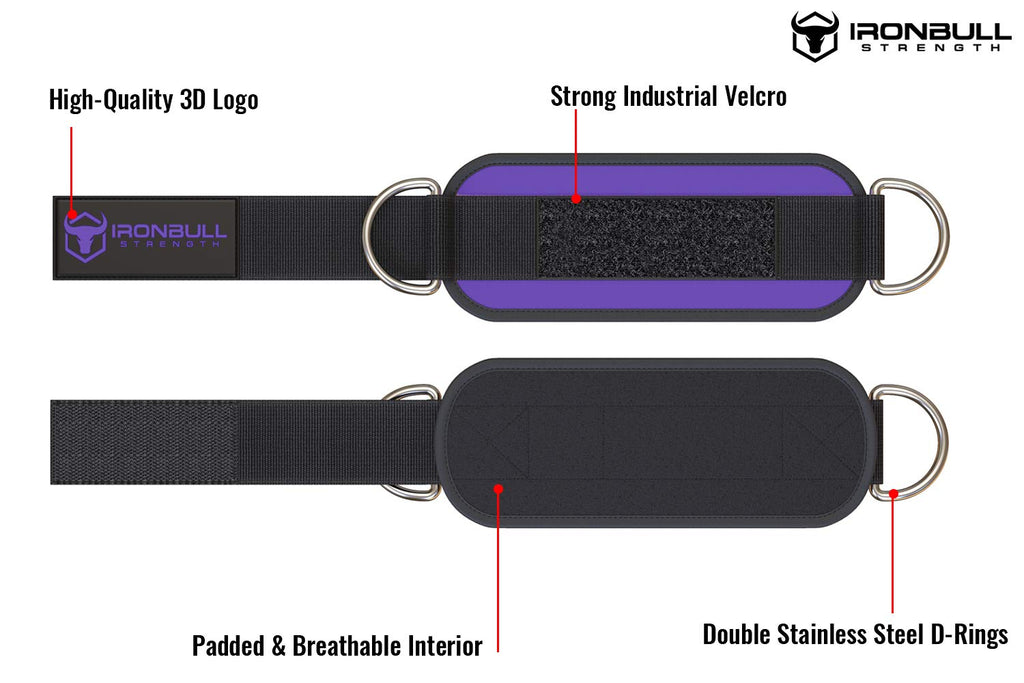 Women's Ankle Strap for Cable Machines & Resistance Bands: Gym & Home Workout Cuff Attachment for Leg Extensions, Kickbacks, Hip Abductors - Booty Exercises (Purple, Pair)