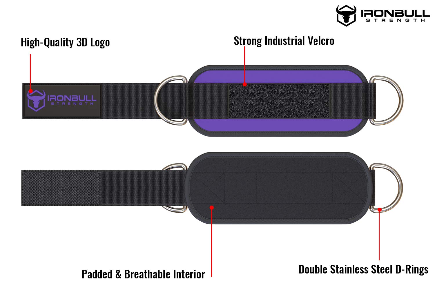 Women's Ankle Strap for Cable Machines & Resistance Bands: Gym & Home Workout Cuff Attachment for Leg Extensions, Kickbacks, Hip Abductors - Booty Exercises (Purple, Pair)