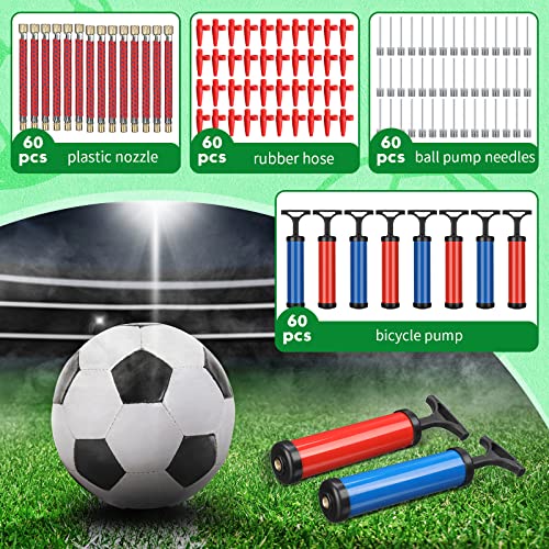 Ball Pump for Sports Balls with Needles Nozzles - 60 Pack - Portable Manual Inflator