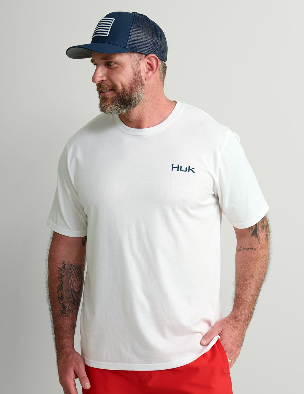 HUK Mens Fishing Graphic Tee, Performance Short Sleeve, Quick-Dry, Salute - White, 3X-Large