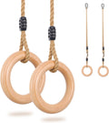 YAERSI Wooden Gymnastics Rings - Adjustable Pull-Up Rings for Kids' Home Exercise | Durable & Versatile