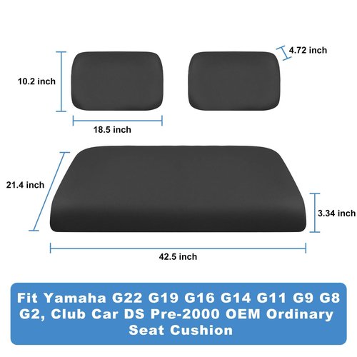 Golf Cart Seat Covers Set for Yamaha G22 G19 G16 G14 G11 G9 G8 G2, Club Car DS Pre-2000 OEM Ordinary Front Seats, Durable Breathable Seat Covers Washable Polyester Mesh Cloth Without Logo, Black