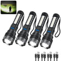 ZioeYiue Rechargeable Flashlights High Lumens, 7Mode Flashlights Rechargeable, Super Bright Flashlight Camping, Adjustable Tactical Flash Light High Powered, LED Flashlight for Home Emergency 4Pack