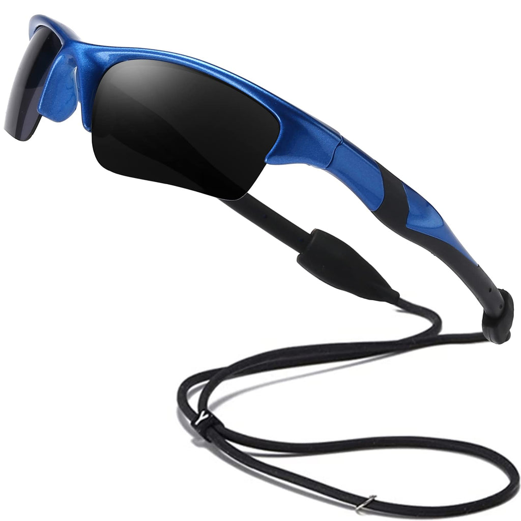 DUCO Little Kids Sunglasses Age 4-7 Unbreakable Polarized Cycling Glasses with Case & Strap K014