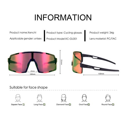 Xenchi Sports Sunglasses for Men & Women, UV Protection, Polarized & Non-Polarized, Myopia Frame, Cycling & Running Glasses (Red)