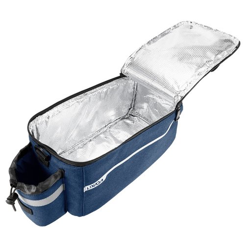 Lixada Bike Panniers Bike Trunk Bag Insulated Bag for Warm/Cool Items, Bicycle Rear Rack Storage Luggage Bicycle Seat Multifunctional Insulated Trunk Cooler Bag Shoulder Bag 11.4 6.3 6.7in (Dark Blue)