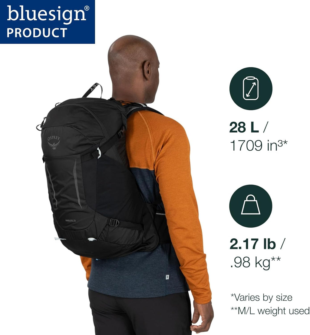 Osprey Hikelite 28L Lightweight Hiking Backpack - Durable Travel Daypack with Rain Cover | Pine Leaf Green, M/L