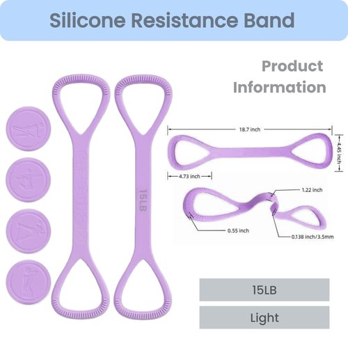 JOYLAY Figure 8 Resistance Band with Handles, Silicone Exercise Bands for Physical Therapy, Arm Shoulder Back Chest Workout, Portable Home Fitness Stretching Equipment for Yoga & Pilates (15LB Purple)