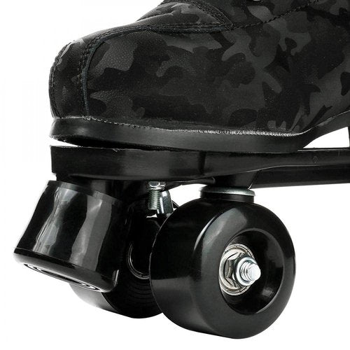 Womens Roller Skates Classic High-top Roller Skates Four-Wheel Roller Skates Shiny Camouflage Roller Skates for Adult Youth Boys Girls Outdoor with Shoes Bag (Black camo,40-US:8.5)