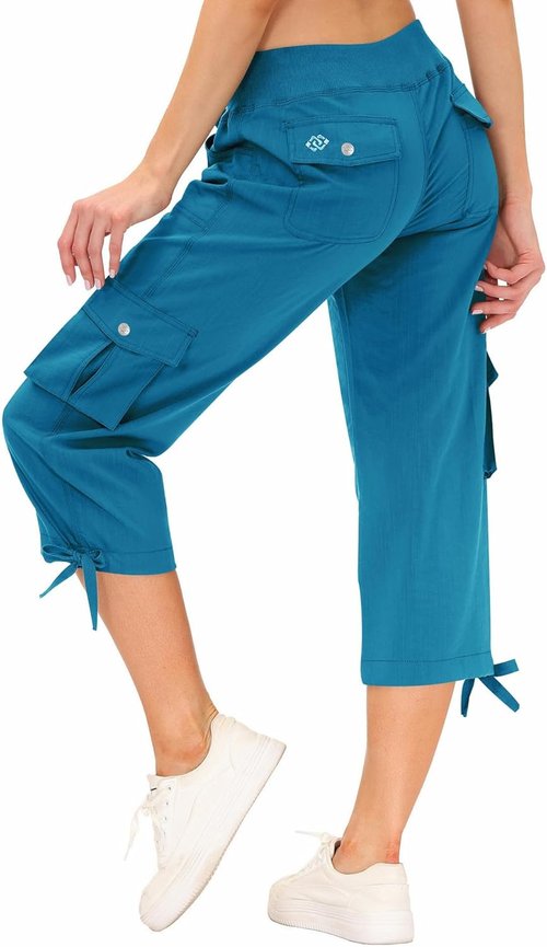 MoFiz Women's Capris - Lightweight Casual Pants with Pockets | Dressy Baggy Cargo Style for Hiking