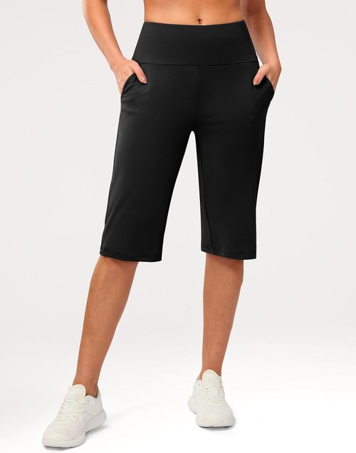 G Gradual Women's Bermuda Shorts - High Waisted Knee-Length Capris with Pockets | Athletic Casual Style