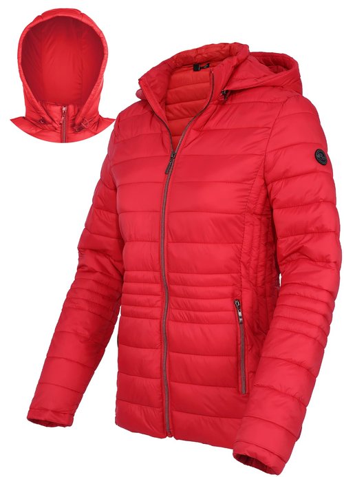 Xmgelp Lightweight Puffer Jacket Women Short Jacket Quilted Winter Coats with Detachable Hood, Red 2XL