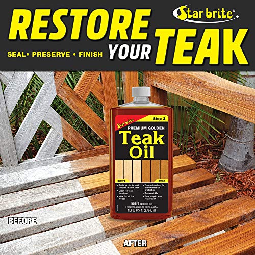 128 Oz Golden Teak Oil Sealer & Preserver for Outdoor & Fine Woods - Star Brite