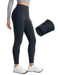 CRZ YOGA Matte Thermal Fleece Lined Leggings 28'' - Casual Lounge Workout Womens Yoga Full Length Pants Winter Warm True Navy Small
