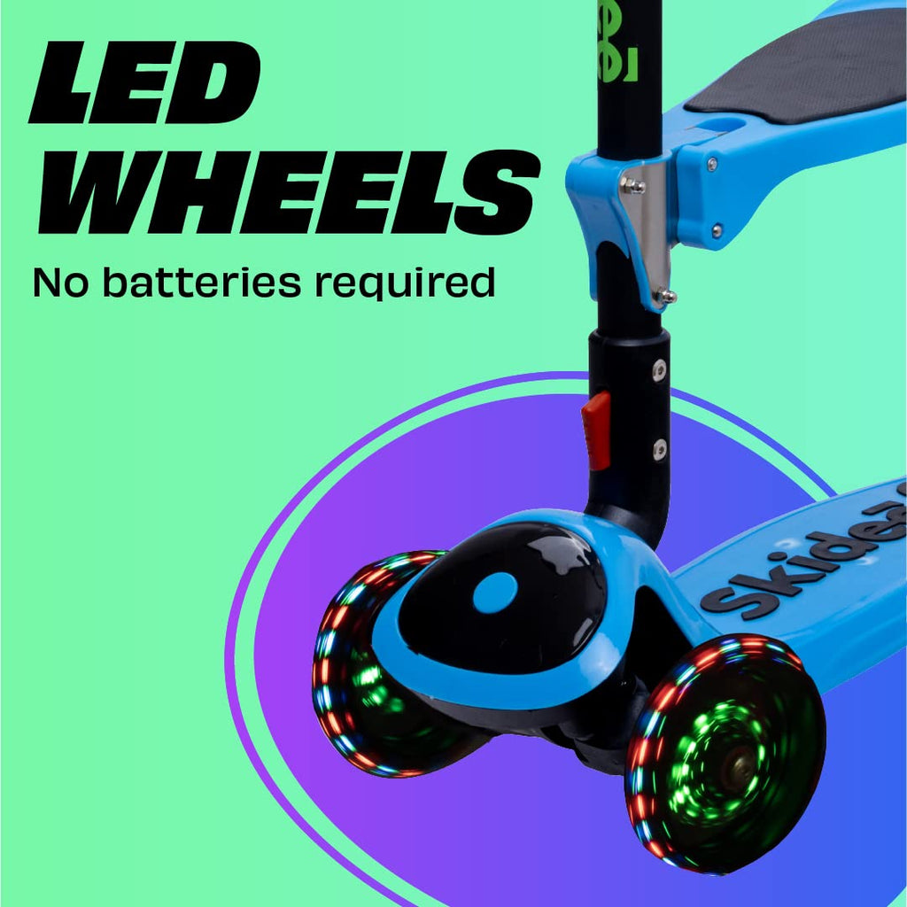 SKIDEE Kick Scooter for Kids 3-5 Foldable 3 Wheel Scooter with Lean-to-Steer, Adjustable Height, Removable Seat & LED Light Wheels Toddler Scooter for 3 to 12 Year Old Boys/Girls