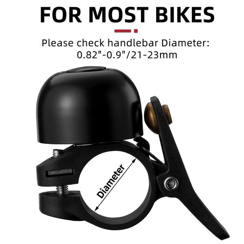 ROCKBROS Bike Bell, Copper Alloy Bike Bell, Loud Sound Classic Bike Ring Bell for Adults, for 0.82’’-0.9’’/21-23mm Handlebar Diameter