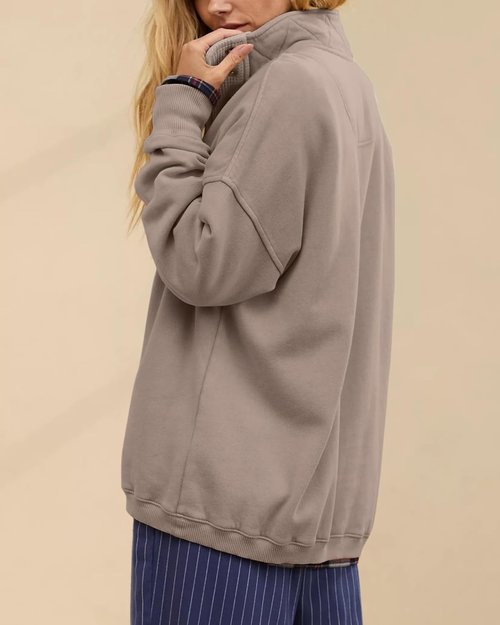 Gacaky Oversized Women's Sweatshirt - Casual Long Sleeve Button Henley Neck Pullover Top