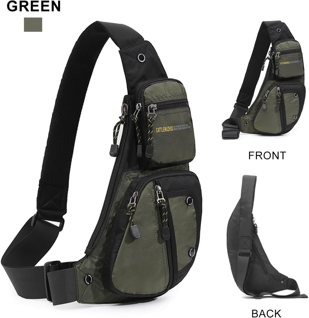 Skiennix Men's Sling Bag - Versatile Crossbody Shoulder Bag for Hiking & Travel - Green Color