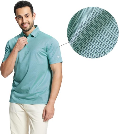 M MAELREG Golf Shirts for Men - Lightweight Dry Fit Performance Polo | Short Sleeve Jacquard Design
